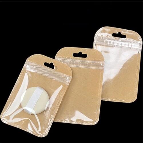 5000pcs/lot 7*11cm Small kraft paper ziplock bag Jewelry Zip Zipped Lock Reclosable Poly Bags clear Mini Thick Pouch