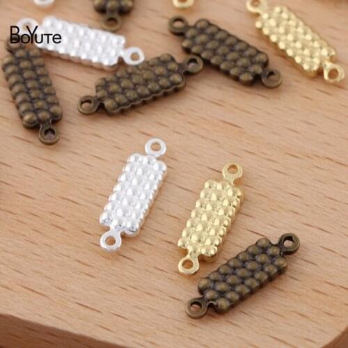 BoYuTe (200 Pieces/Lot) 14*5MM Metal Brass Square-Shaped Connector Charm for Jewelry Making Diy Handmade Materials