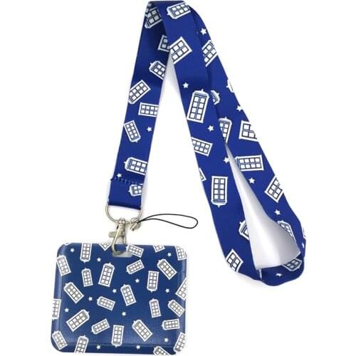 Doctor Who Telephone Booth Key lanyard Car KeyChain ID Card Pass Gym Mobile Phone Badge Kids Key Ring Holder Jewelry Decorations