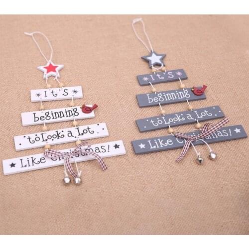 1PCS Merry Christmas Letter Wooden Pendants Xmas Tree Ornament Wood Crafts For Home Wall Party Christmas tree Decoration Pendant