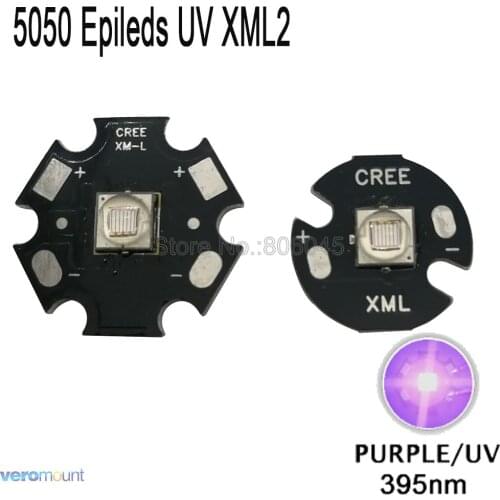 Epileds 5050 8W UV Purple 395NM - 400NM Led Emitter Lamp Light 3.4-3.8V 2500mA XM-L2 XML2 T6 16mm 20mm Black Aluminum PCB