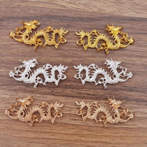 10pcs 29x60mm Metal Alloy Dragon Accessories Gold Silver Color Dragon DIY Findings For Jewelry Making