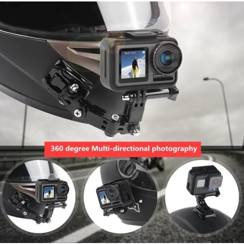 Adhesive Motorcycle Helmet Chin Stand Bracket Turntable Button Mount Adapter For Gopro Hero 5 6 7 DJI Osmo Action Camera