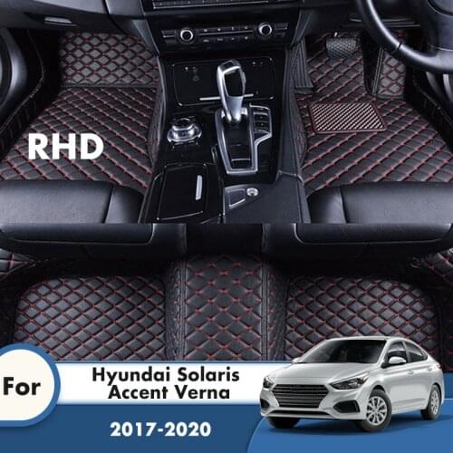RHD Carpets For Hyundai Solaris Accent Verna 2020 2019 2018 2017 Car Floor Mats Foot Pads Automobile Car Accessories Interior