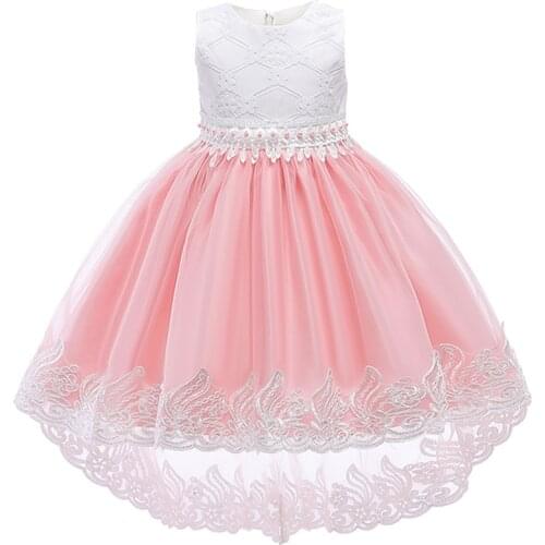 Summer Baby Bridesmaid Wedding Dress For Girls Princess Girl Beading Tutu Dress Kids Children Clothes Dresses Party 4 Colo