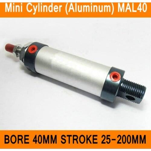 MAL40 Mini Cylinder CA Bore 40mm Stroke 25-200mm Rod Single Double Action Pneumatic Cylinder Aluminum Alloy Pneumatic Components