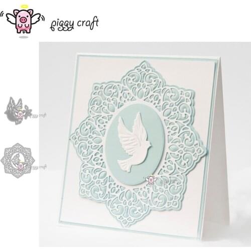 Piggy Craft metal cutting dies cut die mold Peace dove lace frame Scrapbook paper craft knife mould blade punch stencils dies