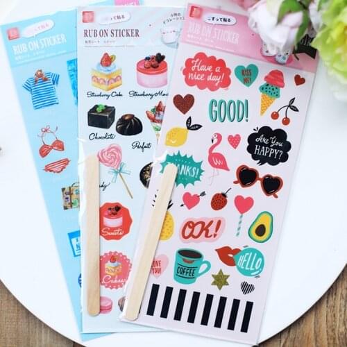 Cute Rub On Stickers Aesthetic Dessert Girl Cake Scratch Off Transfer Sticker Canvas Cards Journal Decoration DIY Craft Supplies