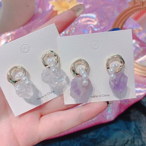 Fashion Jewelry Elegant Peal Dangle Earrings for Women Gift Unique Irregular Stone Drop Earrings