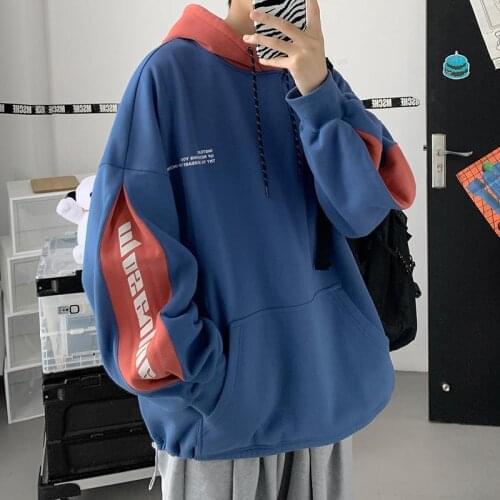 Hooded wei mens spring and autumn trend loose Korean version of the couple a hundred jackets and color coats