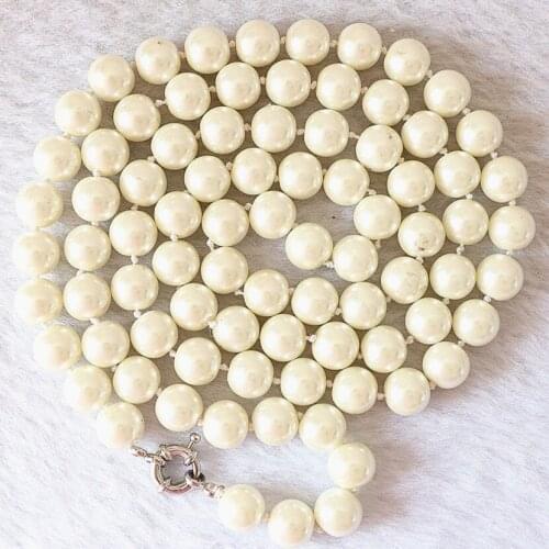 Natural freshwater cultured white pearl 8-9mm round loose beads diy long elegant fashion women rope chains necklaces 36inch B669