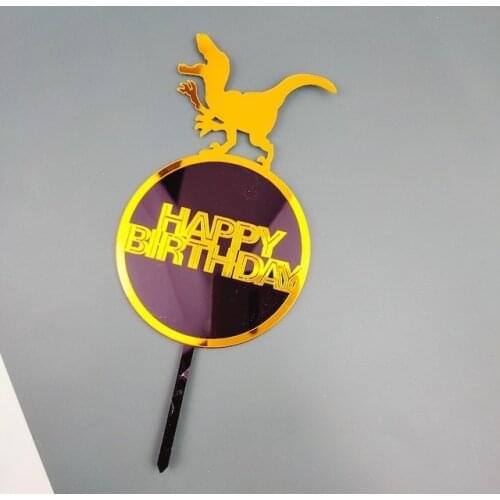 New Acrylic Dinosaur Happy Birthday Cake Topper Cute Animals Birthday Cake Topper for Birthday Dinosaur Party Cake Decorations