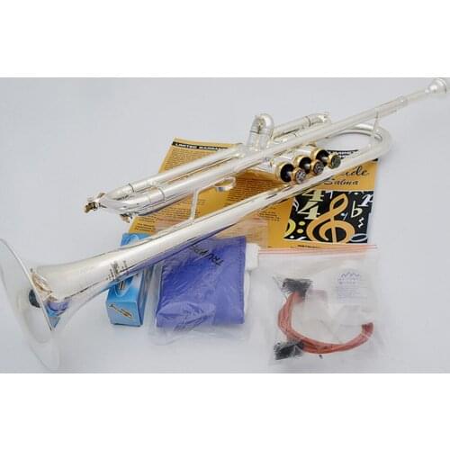 New De Xin Bb Trumpet TR190S-37 Silver Plated Gold Keys Music Instruments Profesional Trumpets Student Included Case Mouthpiece