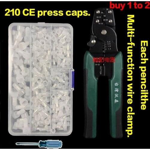 210PCS Crimp Wire Caps CE/1/2/5 Nylon closed-terminal Caps Fast Electronic Connector Terminal with Plier Tool