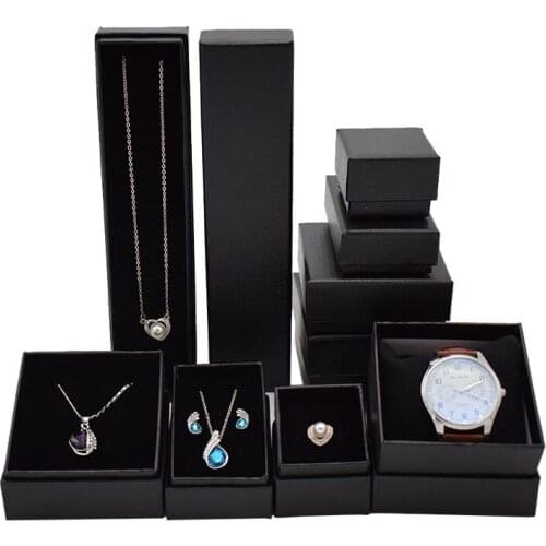 Wholesale/Custom Black Knitted Paperboard Jewelry Box For Bracelet Necklace Ring Earrings Pendant Gift Boxes Set Display Holder