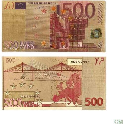 Commemorative Notes 500 EUR Gold High Quality Banknotes Gifts Collection Decoration 24K Gold Plated EUR
