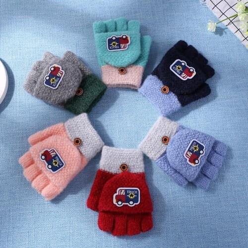 1 Pair Winter Flip Knitted Gloves Children Hot Selling Comfortable Personality Simplicity Outdoor Riding Gloves Hand Muff
