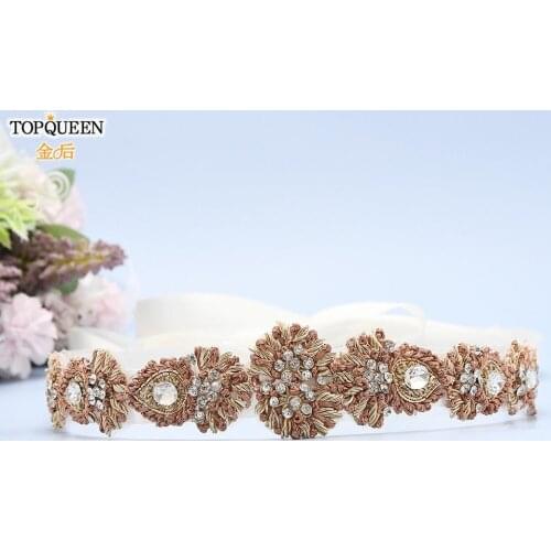 TOPQUEEN Indian Bridal Belt Royal Medal Rose Gold Belt Couture Vintage Bridal Belt Party Dress Belt Wholesale Women Belt S436