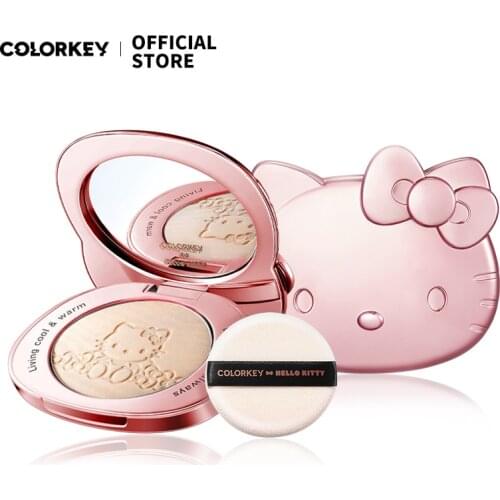 COLORKEY HelloKitty Face Pressed Powder Oil Control Natural Foundation Powder Smooth Brighten Concealer Setting Face Makeup