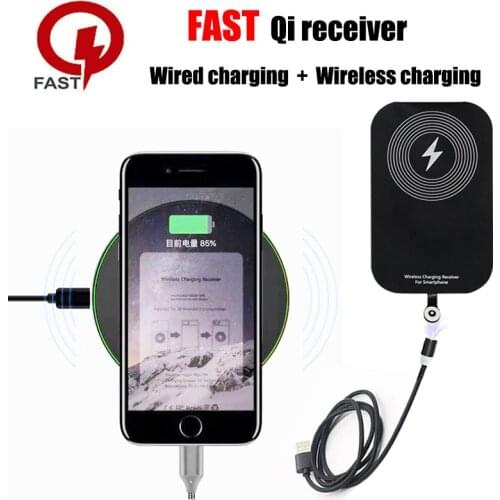 Qi Wireless Charger Receiver, Fast Wireless Charging Adapter with Magnetic USB Cable , Qi Receiver for iPhone /Type C/Android