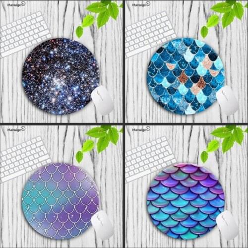 Mairuige Non Slip PC Colourful Fish scales Gamer Speed Mice Retail Small Rubber Mousepad Round mouse pad 22x22cm 20x20cm