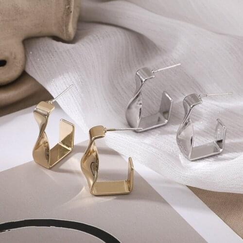 Fashion square earrings geometric distorted sense of metal stud earrings fashion women wear earrings jewelry accessories
