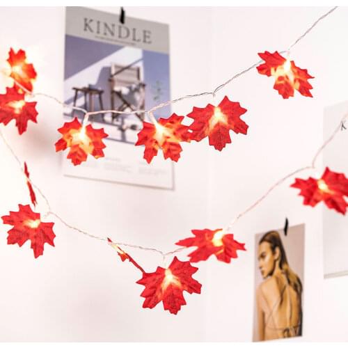 1.5M/3M/6M LED Decorations Maple Leaf Garland String Lights for Indoor Outdoor Garden Home Party Halloween Fireplace Harvest