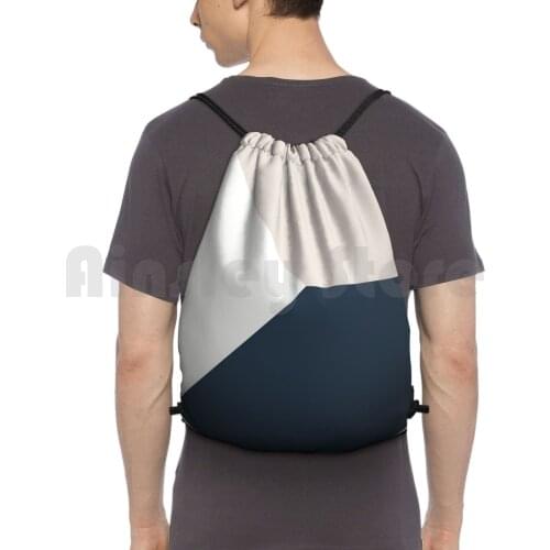 Navy Grey And White Scandinavian Geometric Minimalist Backpack Drawstring Bag Riding Climbing Gym Bag Geometric Scandinavian