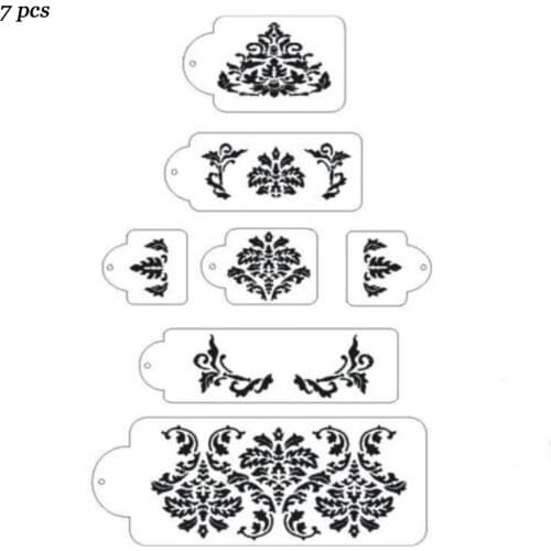 3-7pcs/set Facemile Stencil Wedding Cake Design Plastic Template Mold Painting Stencil Decorating Bottle Fondant Tools Bakeware