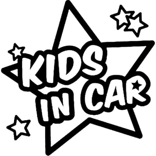 Suitable for All Kinds of Cars KIDS IN CAR Decal Vinyl Car Lovely Stars Sticker Black/SilveSunscreen Waterproof ,13cm*13cm