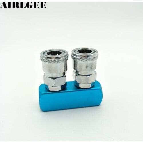 2 Pass Way Air compressor Air Hose Quick Connect Manifold Block Metal Coupling Coupler Pneumatic tool splitter