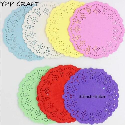 YPP CRAFT 3.5" Vintage napkin Hollowed Lace Paper mat Doilies Crafts DIY Scrapbooking/Card Making/Wedding Decoration(20pcs/bag)