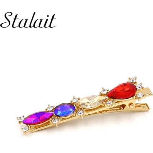 Statement Luxury Eye Shape Large Crystal Hair Clips For Lady Girl Colorful Rhinestone Elegant Hair Clips Barrettes Jewelry