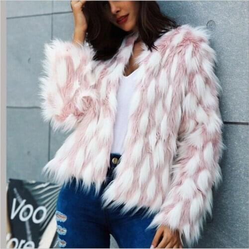 Fluffy Warm Faux Fur Coat Women Fake Fur Short 2020 Winter Coats Female Autumn Pink Party Casual Furry Overcoat Outerwear