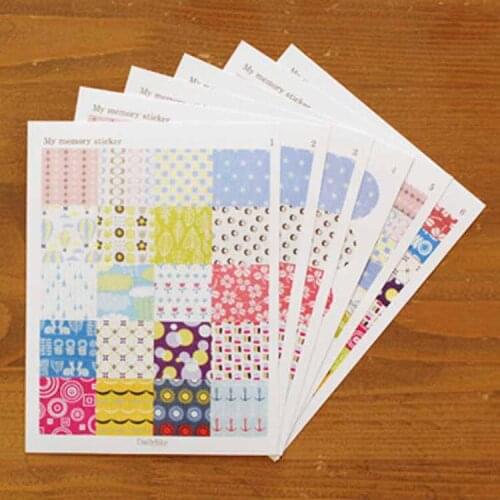 1pcs Korean Sticker New Ideas Floral Plaid 6 Into Sticker Set