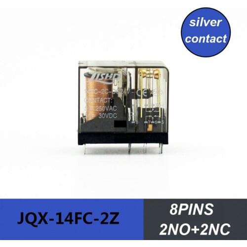 10pcs/lot JQX-14FC-2Z mini electrical relay 2NO+2NC 8pins silver contacts electric magnetic relay 220V