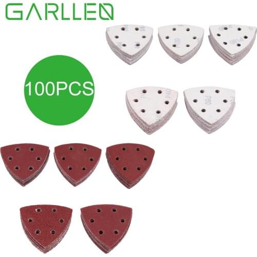 GARLLEN 100pcs 40-180 Grit Abrasive Triangle Sandpaper Abrasive Wheel Delta Sander for Woodworking Rust Removal Metal Polishing