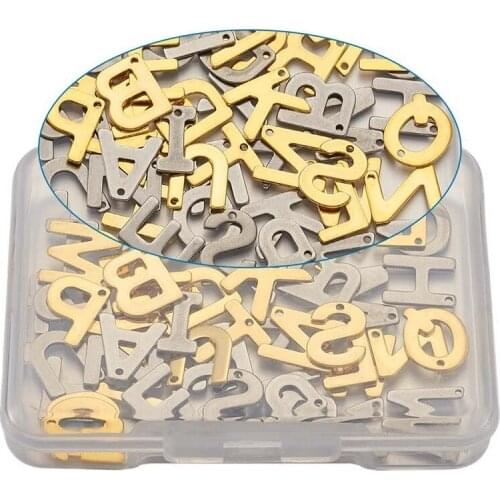104pcs/box A-Z 26 Initial Letter Gold Charms Pendant Stainless Steel Letter Pendant For Jewelry Making Necklace Bracelet
