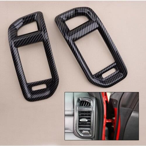 2Pcs Car Interior Dashboard Side Air Vent Outlet Cover Trim Carbon Fiber Style ABS Fit for Dodge Ram 1500 2019 2020