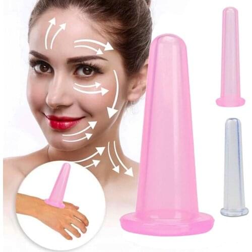 4pcs/set Jar Vacuum Cupping Cans For Massage Silicone Suction Cup Vacuum Eyes Massage Lifting Facial Face Massage Tool