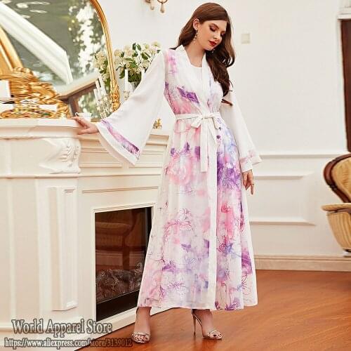 Abaya Kimono Dubai Turkey Islam Robe Longue Vetement Femme Ramadan Eid Mubarak White Open Muslim Fashion Abayas For Women Kaftan