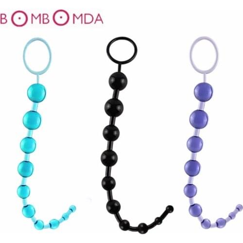 Анальные шариJelly Anal Beads Orgasm Vagina Plug Play For Adult Men Women Gay Pull Ring Ball Anal Stimulator Butt Beads Sex Toys