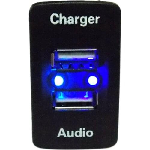 Car 5V 2.1A USB Interface Socket Charger with ​USB Audio Input Socket Quick Charge Adapter for Honda