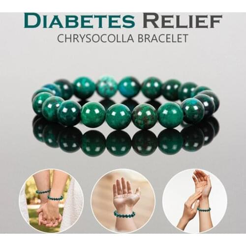 Diabetes Relief Chrysocolla Bracelet 8mm Smooth Polished Round Shape Bracelet Healing Gemstone Beads Birthstone