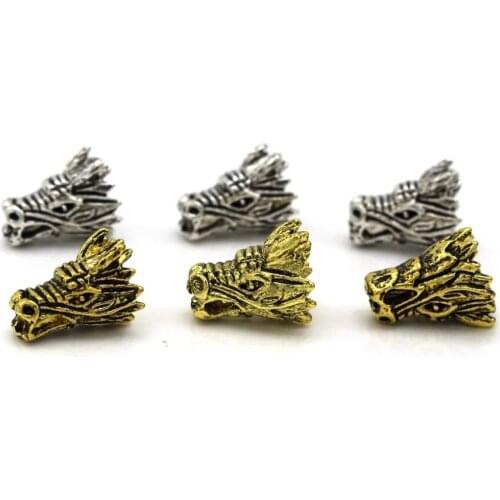 50pcs 16*12mm Charms for Jewelry DIY Making Antique gold antique silver color Dragon head Beads Spacer Bead for bracelet