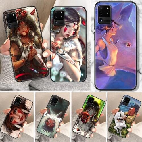 Anime Princess Mononoke Phone case For Samsung Galaxy Note 4 8 9 10 20 S8 S9 S10 S10E S20 Plus UITRA Ultra black painting bumper