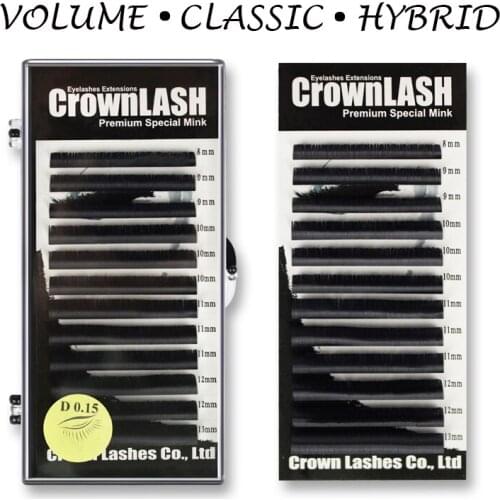 CrownLASH Black 0.05, 0.07 0.10, 0.15, 0.20, 0.25 Eyelash Extension C D 8-13mm Mixed Size European Standard Curly Free Shipping
