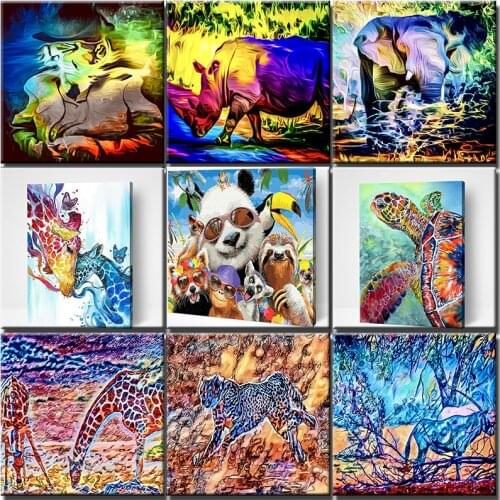 Colour Animals Painting By Numbers Abstract Art Diy Oil Wall Picture HandPainted Acrylic Paint Home Decor With Frame Kits Gift