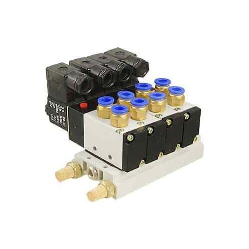 DC 12V Single Head 2 Position 5 Way 4 Pneumatic Solenoid Valve with Base