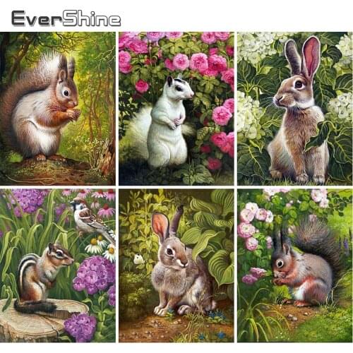 Evershine 5D DIY Diamond Painting Rabbit Picture Of Rhinestones Diamond Embroidery Squirrel Mosaic Animals Home Decoration